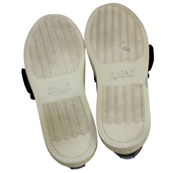 Bally Heska Black Leather Large gold Buckle Accent Slip On Sneakers Size 5.5 - Picture 9 of 10